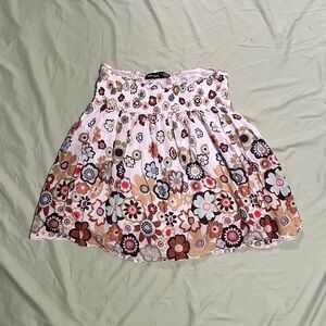 Wet Seal Floral A-Line Skirt - Pink and Brown